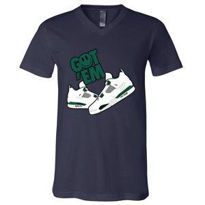 Got Em Smile Matching Oxidized Green 4s V-Neck T-Shirt