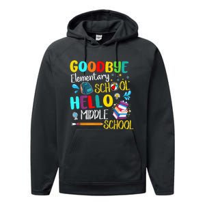 Goodbye Elementary School Hello Middle School Last Day Performance Fleece Hoodie