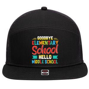 Goodbye Elementary School Hello Middle School Last Day 7 Panel Mesh Trucker Snapback Hat