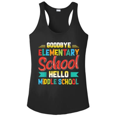 Goodbye Elementary School Hello Middle School Last Day Ladies PosiCharge Competitor Racerback Tank