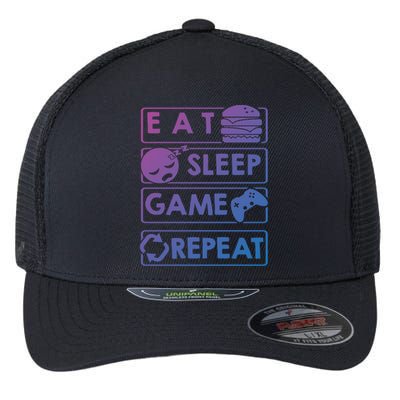 Gaming Eat Sleep Game Repeat Great Gift Flexfit Unipanel Trucker Cap