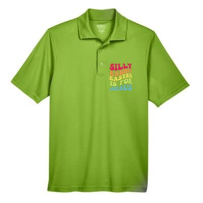 Groovy Easter Silly Rabbit Easter Is For Jesus Retro Groovy Gift Men's Origin Performance Piqué Polo