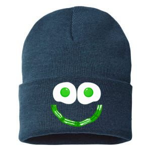 Green Eggs Smile Brunch Breakfast Sustainable Knit Beanie