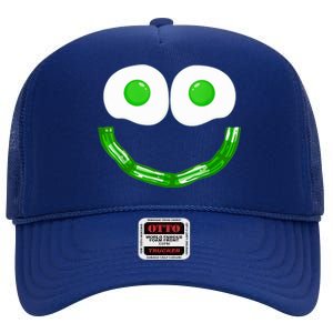 Green Eggs Smile Brunch Breakfast High Crown Mesh Back Trucker Hat