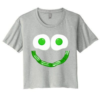 Green Eggs Smile Brunch Breakfast Women's Crop Top Tee