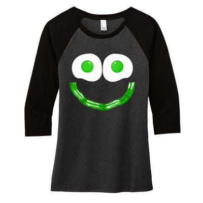 Green Eggs Smile Brunch Breakfast Women's Tri-Blend 3/4-Sleeve Raglan Shirt