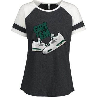 Got Em Smile Matching Oxidized Green 4s Premium Enza Ladies Jersey Colorblock Tee