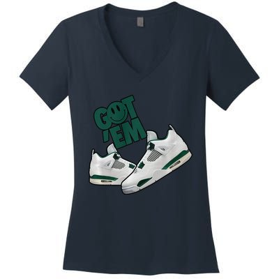 Got Em Smile Matching Oxidized Green 4s Premium Women's V-Neck T-Shirt