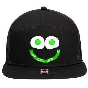 Green Eggs Smile Brunch Breakfast 7 Panel Mesh Trucker Snapback Hat