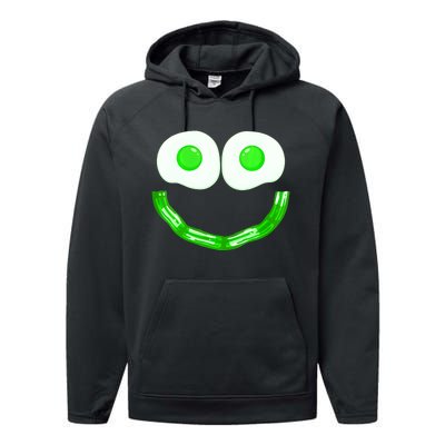 Green Eggs Smile Brunch Breakfast Performance Fleece Hoodie