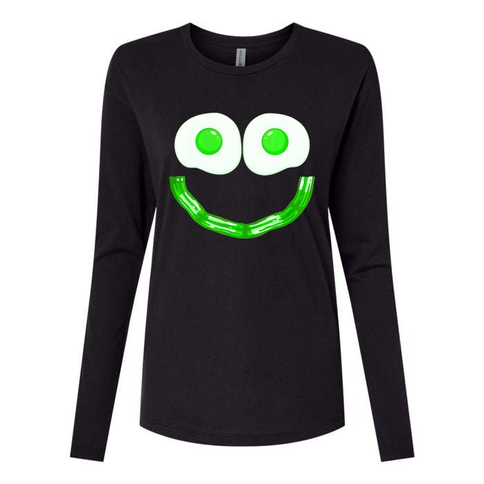 Green Eggs Smile Brunch Breakfast Womens Cotton Relaxed Long Sleeve T-Shirt