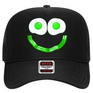 Green Eggs Smile Brunch Breakfast High Crown Mesh Back Trucker Hat