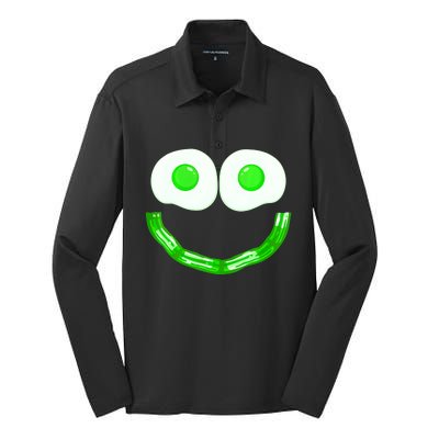 Green Eggs Smile Brunch Breakfast Silk Touch Performance Long Sleeve Polo