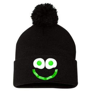 Green Eggs Smile Brunch Breakfast Pom Pom 12in Knit Beanie