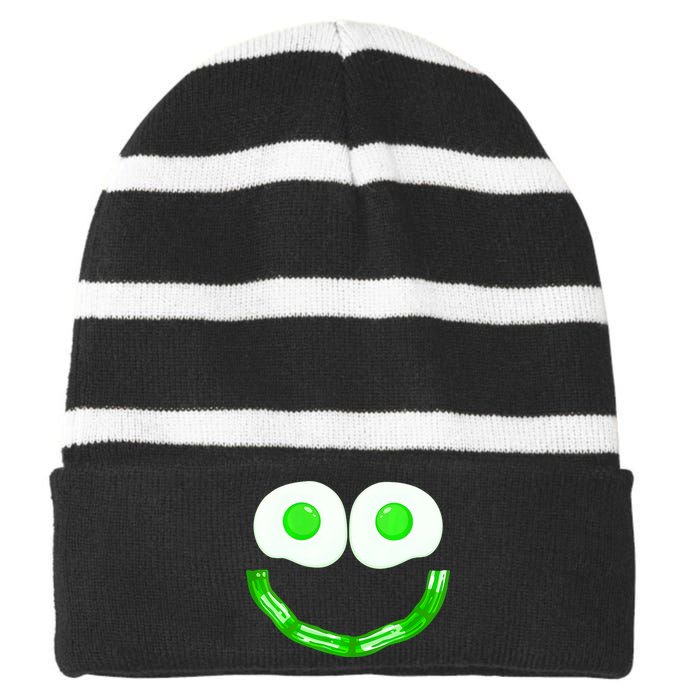 Green Eggs Smile Brunch Breakfast Striped Beanie with Solid Band