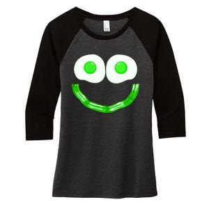 Green Eggs Smile Brunch Breakfast Women's Tri-Blend 3/4-Sleeve Raglan Shirt