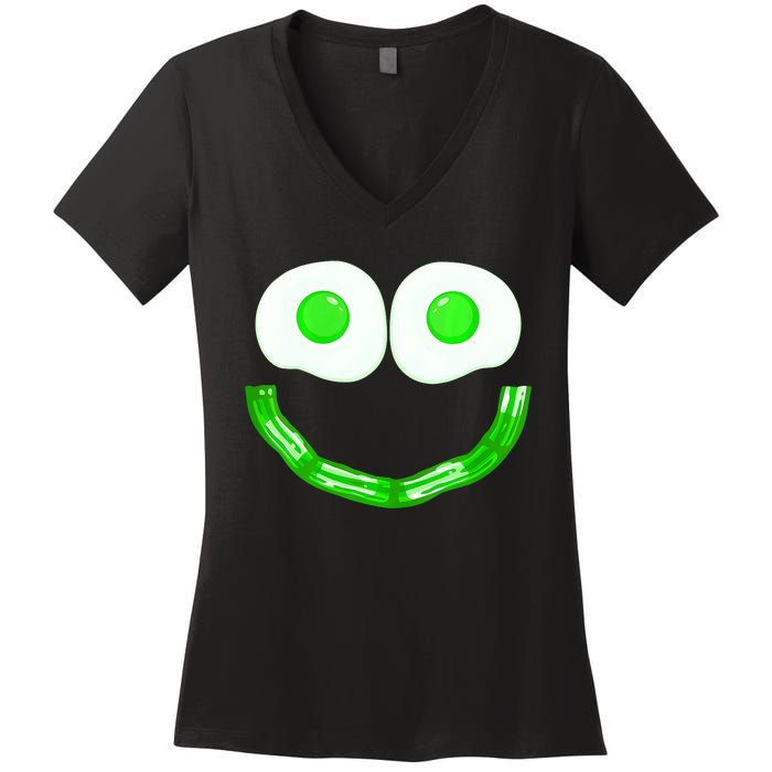 Green Eggs Smile Brunch Breakfast Women's V-Neck T-Shirt