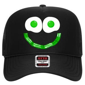 Green Eggs Smile Brunch Breakfast High Crown Mesh Back Trucker Hat