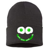 Green Eggs Smile Brunch Breakfast Sustainable Knit Beanie