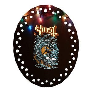 Ghost Evil Surfer Ceramic Oval Ornament