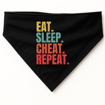 Gamer Eat Sleep Cheat Repeat Funny Gaming Humor USA-Made Doggie Bandana