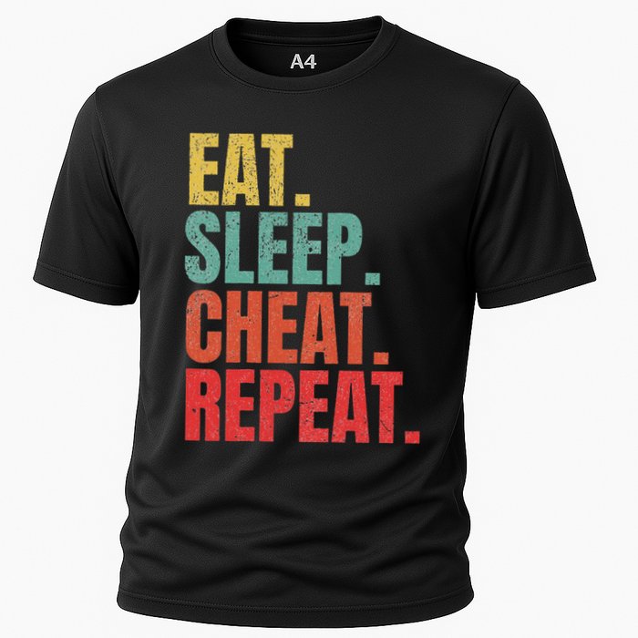 Gamer Eat Sleep Cheat Repeat Funny Gaming Humor Cooling Performance Crew T-Shirt