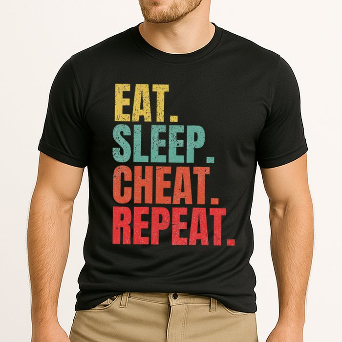 Gamer Eat Sleep Cheat Repeat Funny Gaming Humor Cooling Performance Crew T-Shirt