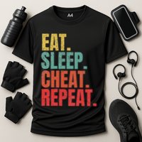 Gamer Eat Sleep Cheat Repeat Funny Gaming Humor Cooling Performance Crew T-Shirt