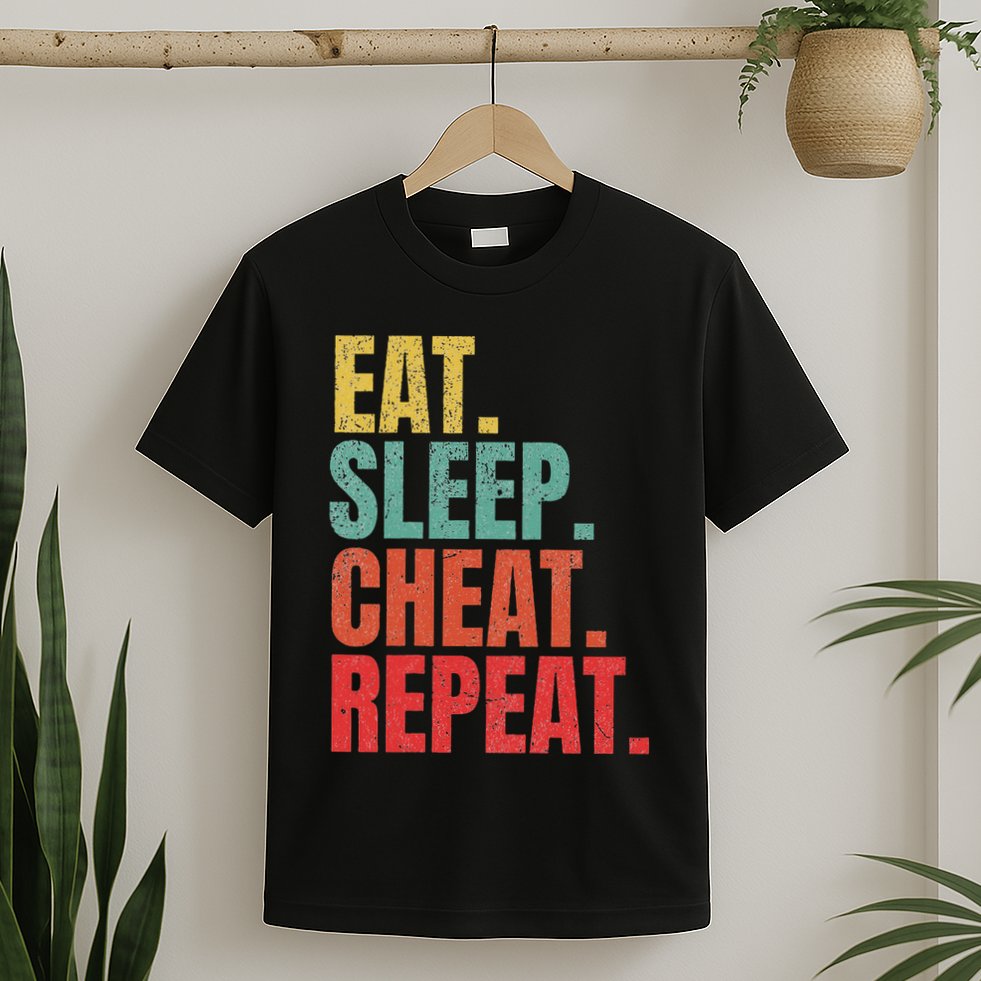 Gamer Eat Sleep Cheat Repeat Funny Gaming Humor T-Shirt
