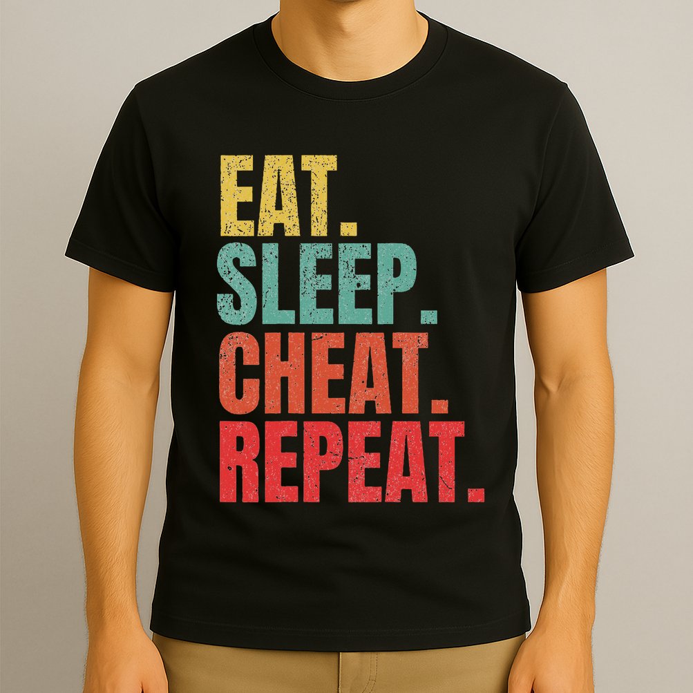Gamer Eat Sleep Cheat Repeat Funny Gaming Humor T-Shirt