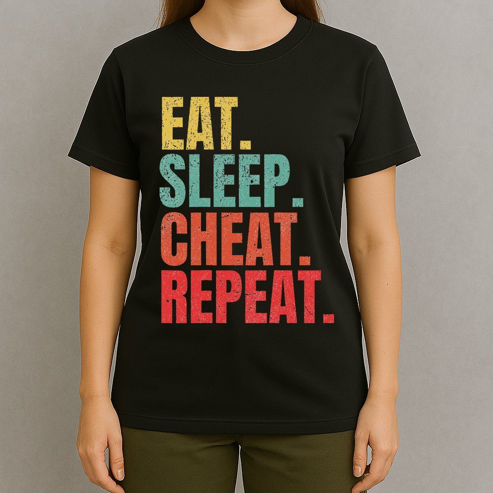 Gamer Eat Sleep Cheat Repeat Funny Gaming Humor T-Shirt