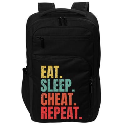 Gamer Eat Sleep Cheat Repeat Funny Gaming Humor Impact Tech Backpack