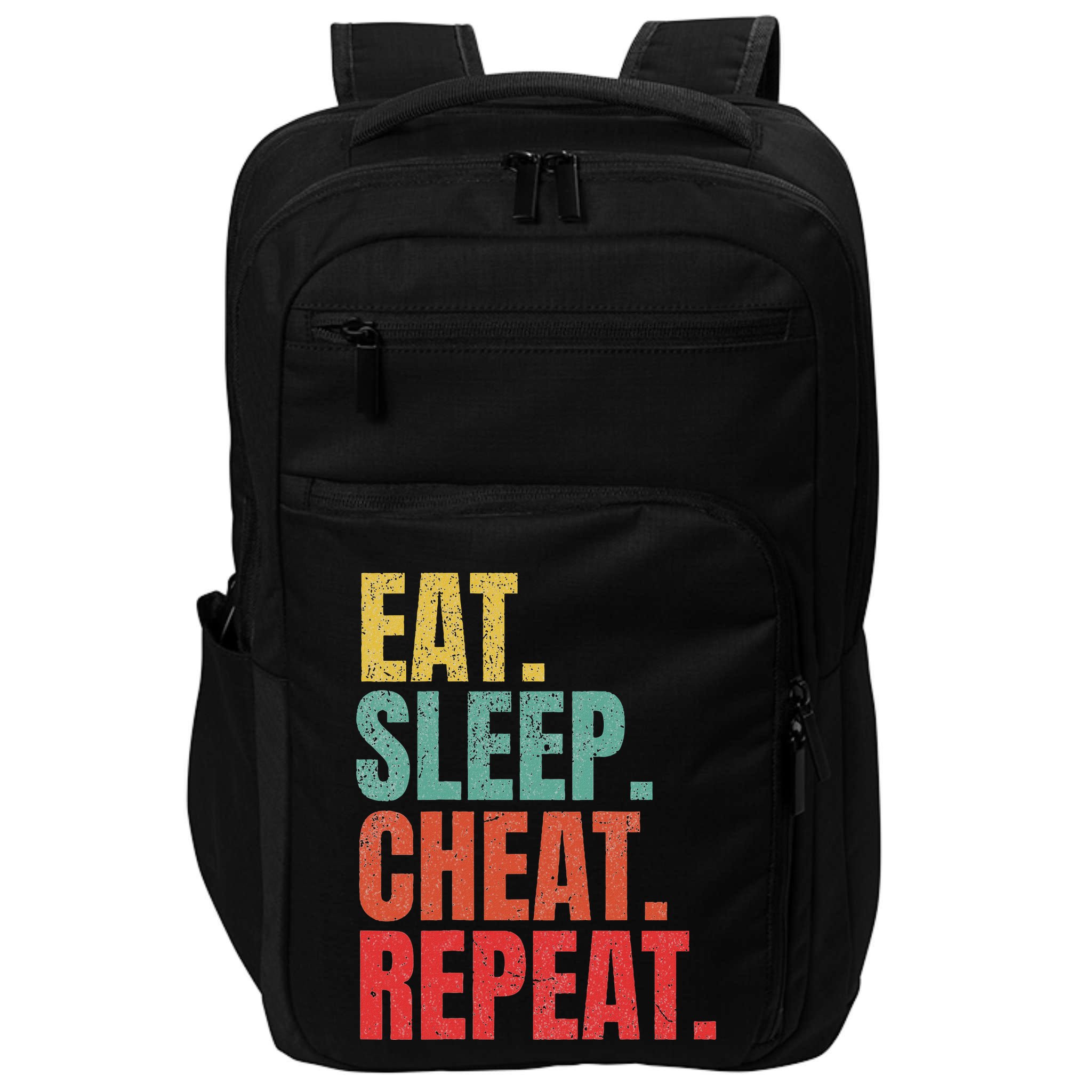 Gamer Eat Sleep Cheat Repeat Funny Gaming Humor Impact Tech Backpack