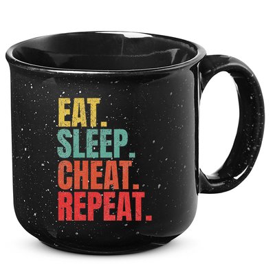 Gamer Eat Sleep Cheat Repeat Funny Gaming Humor 15oz Campfire Ceramic Mug