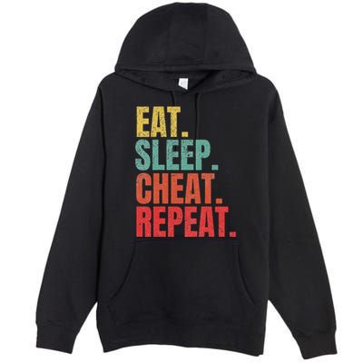 Gamer Eat Sleep Cheat Repeat Funny Gaming Humor Premium Pullover Hoodie