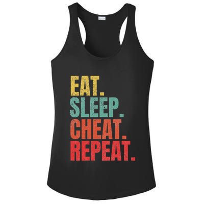 Gamer Eat Sleep Cheat Repeat Funny Gaming Humor Ladies PosiCharge Competitor Racerback Tank