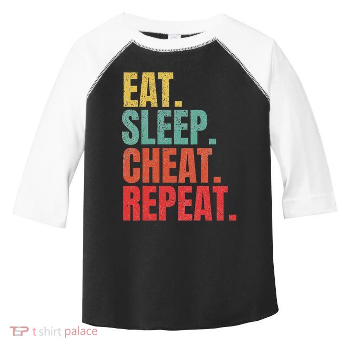 Gamer Eat Sleep Cheat Repeat Funny Gaming Humor Toddler Fine Jersey T-Shirt