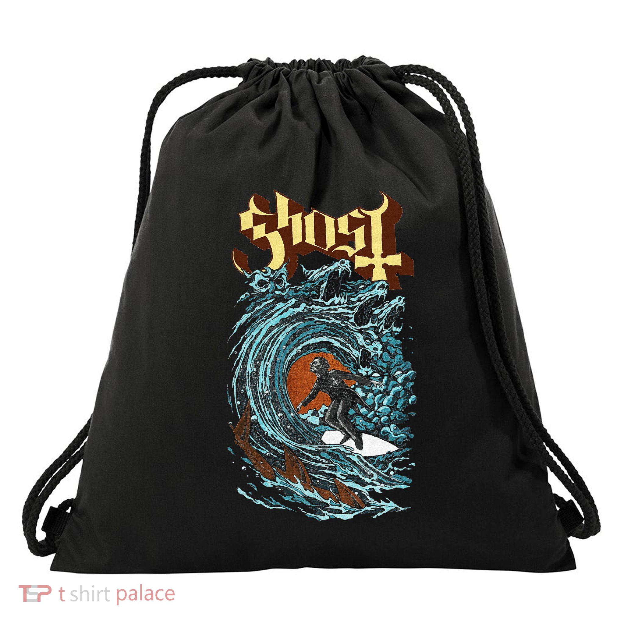 Ghost Evil Surfer Drawstring Bag