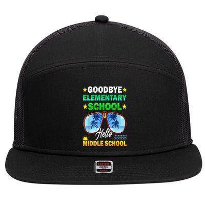 Goodbye Elementary School On My Way To Middle School 7 Panel Mesh Trucker Snapback Hat