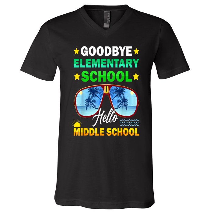 Goodbye Elementary School On My Way To Middle School V-Neck T-Shirt