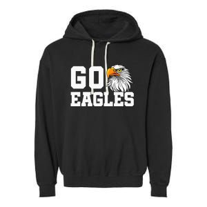 Go Eagles School Team Spirit Dress Up Day Eagle Mascot Garment-Dyed Fleece Hoodie