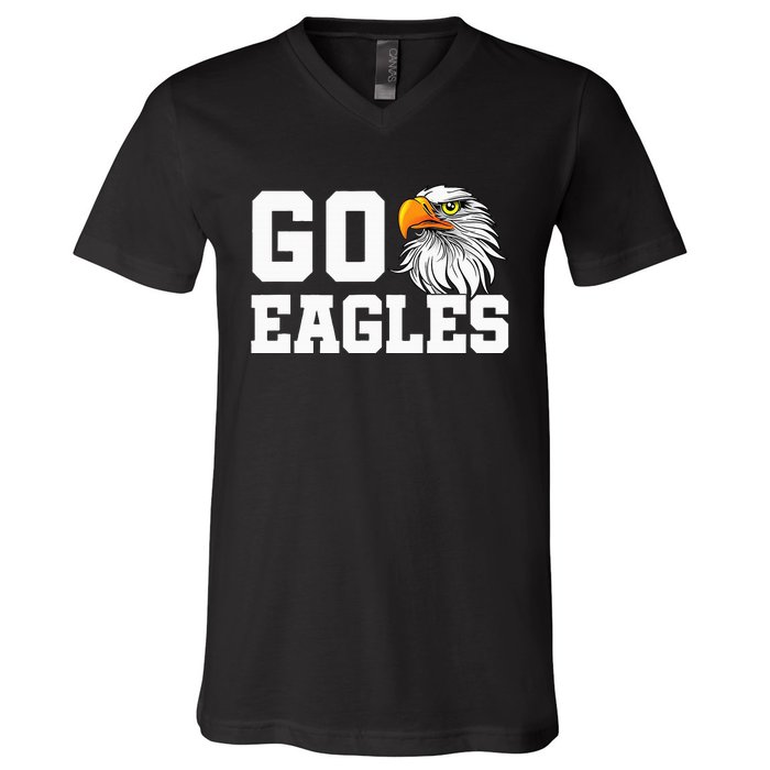 Go Eagles School Team Spirit Dress Up Day Eagle Mascot V-Neck T-Shirt