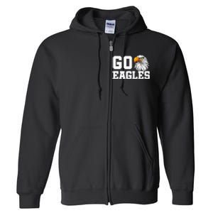 Go Eagles School Team Spirit Dress Up Day Eagle Mascot Full Zip Hoodie