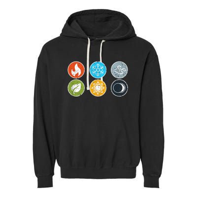 Gloomhaven Elements Symbol Fire Ice Air Earth Light Dark Garment-Dyed Fleece Hoodie