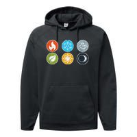 Gloomhaven Elements Symbol Fire Ice Air Earth Light Dark Performance Fleece Hoodie