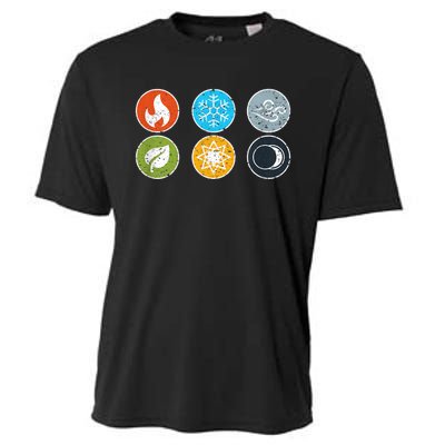 Gloomhaven Elements Symbol Fire Ice Air Earth Light Dark Cooling Performance Crew T-Shirt