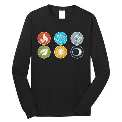 Gloomhaven Elements Symbol Fire Ice Air Earth Light Dark Long Sleeve Shirt