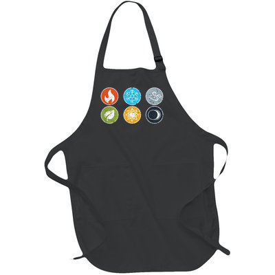 Gloomhaven Elements Symbol Fire Ice Air Earth Light Dark Full-Length Apron With Pockets