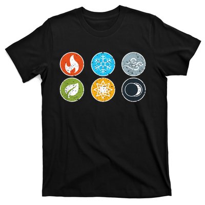 Gloomhaven Elements Symbol Fire Ice Air Earth Light Dark T-Shirt