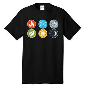 Gloomhaven Elements Symbol Fire Ice Air Earth Light Dark Tall T-Shirt